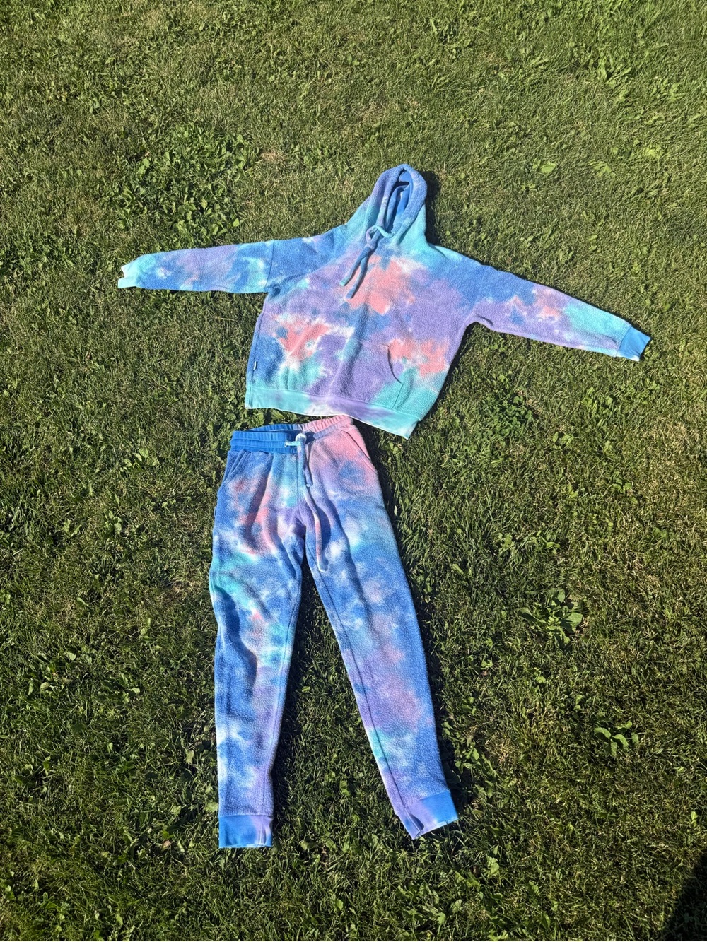 Soft Serve Clothing Mermaid Tie Dye Fuzzy M Pullover + XS Pants Set